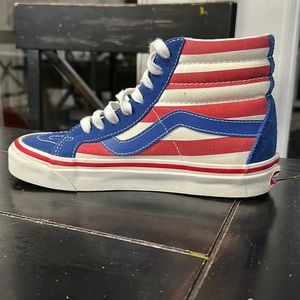 Van’s High Top Lace up Red White Blue Suede 4.5M 6W Shoes New